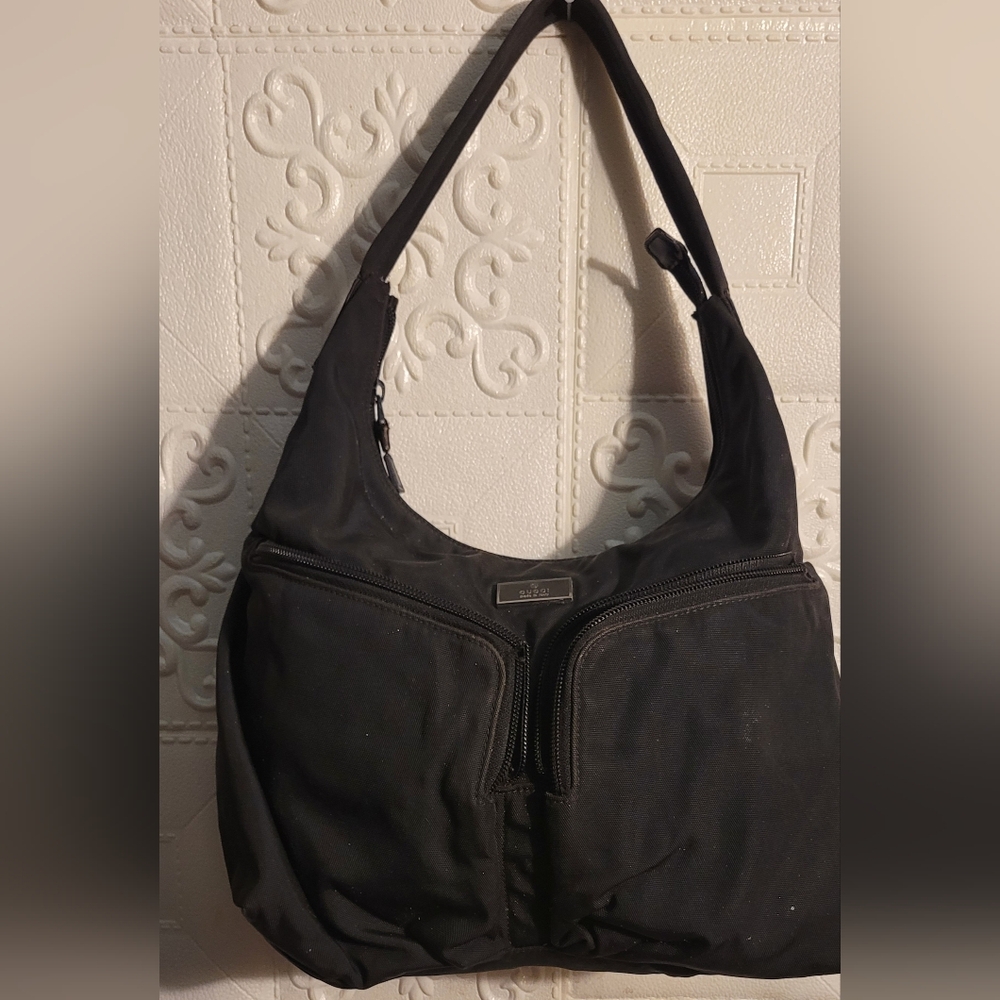 Gucci Black Hobo TOTE Bag By Tom Ford Vintage 2 Front Pockets Authentic Need Fix